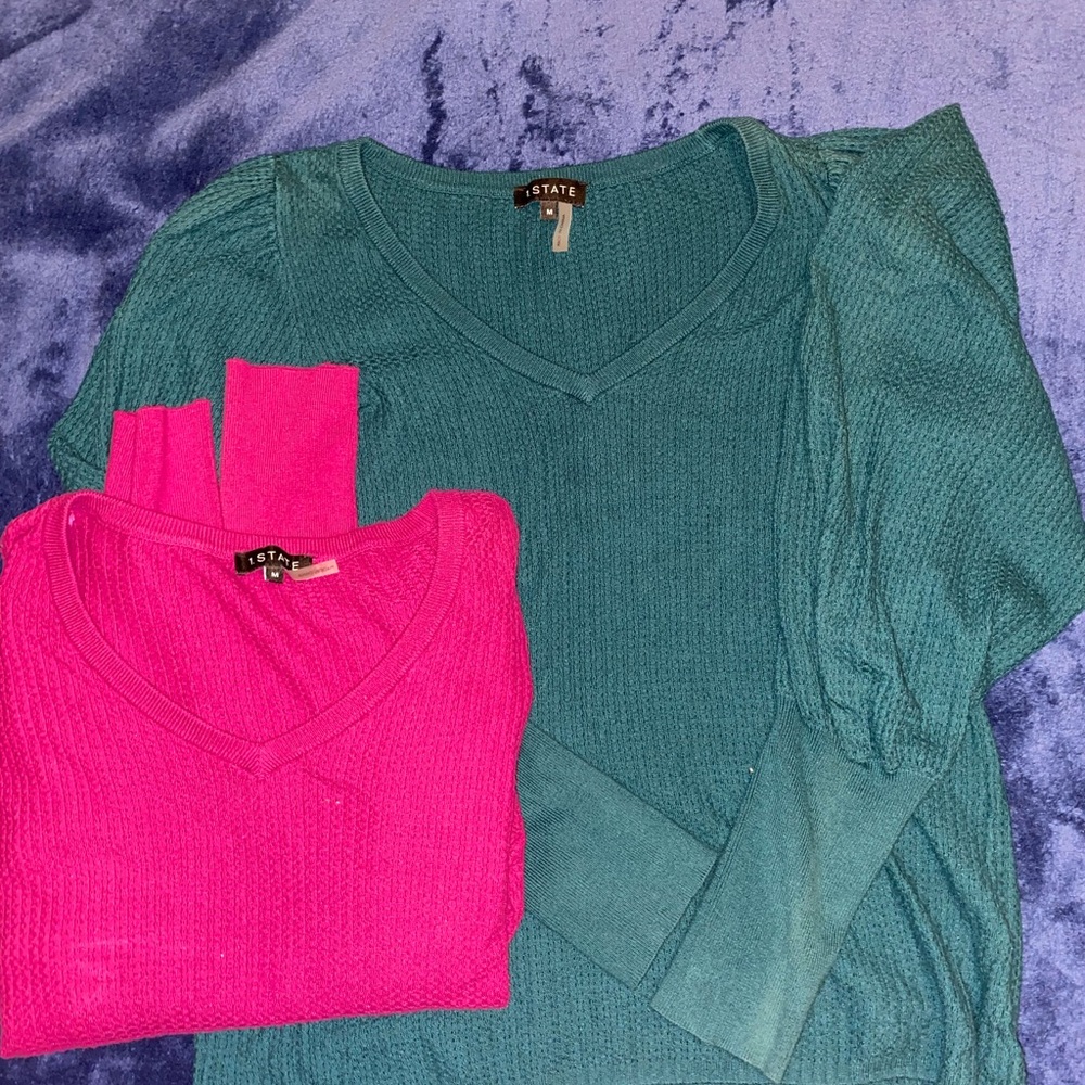 TWO Waffle long sleeve, with puff sleeves